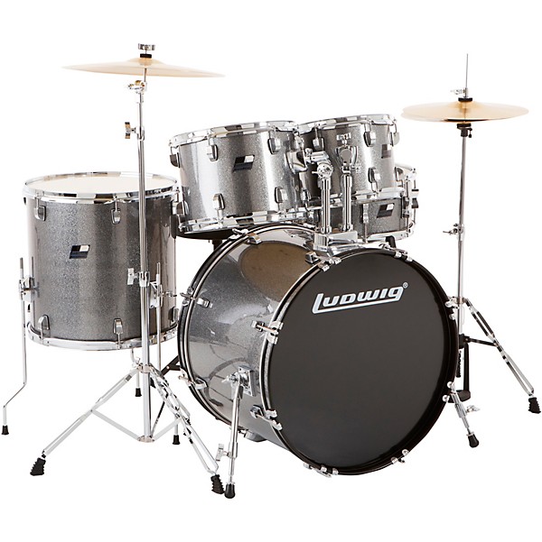 Ludwig Ludwig BackBeat complete 5-piece drum set-metallic silver sparkle