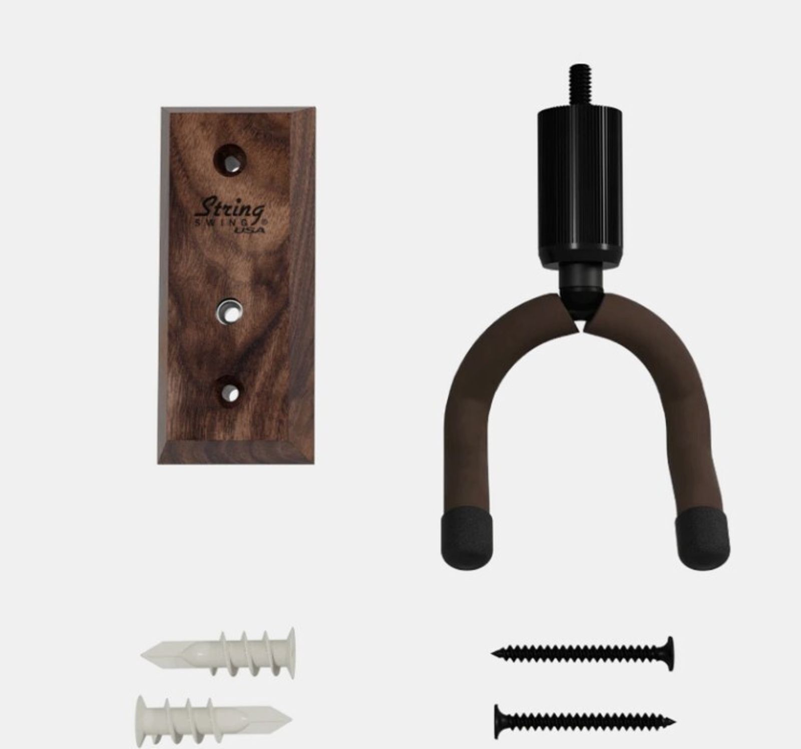 String Swing String Swing CC01K-BW HomeStudio Guitar Wall Hanger Black Walnut Base 2 PACK