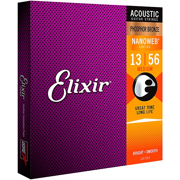 Elixir Strings 11102 Nanoweb 80/20 Acoustic Guitar Strings - .013-.056
