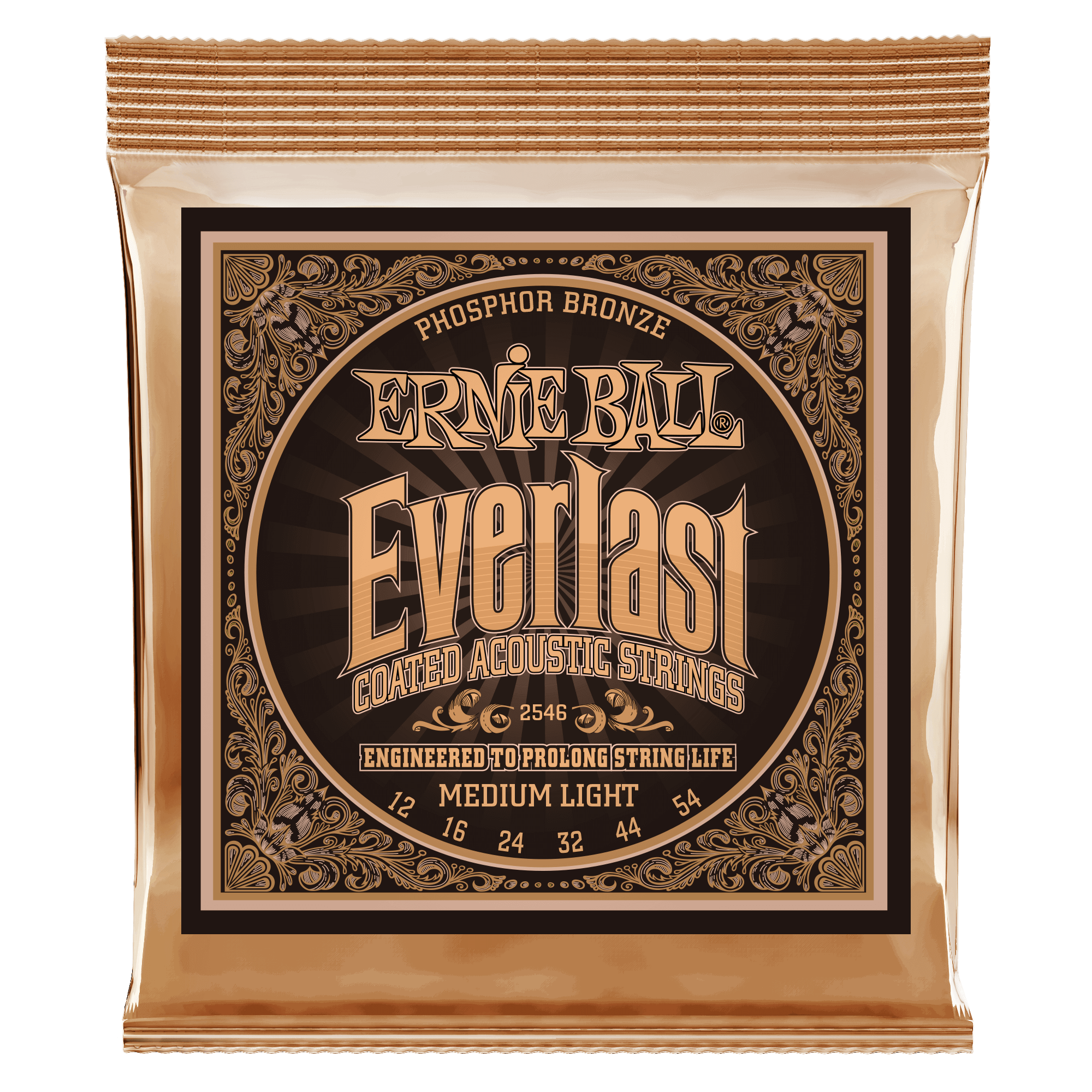 Ernie Ball Ernie Ball 2546 Everlast Medium Light Coated Phosphor Bronze Acoustic Guitar Strings - 12-54 Gauge