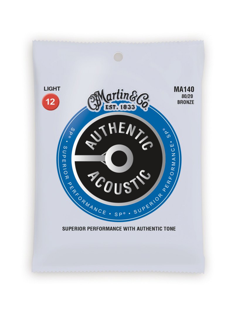 Martin MA140 Authentic Acoustic SP 80/20 Bronze Light Guitar Strings.