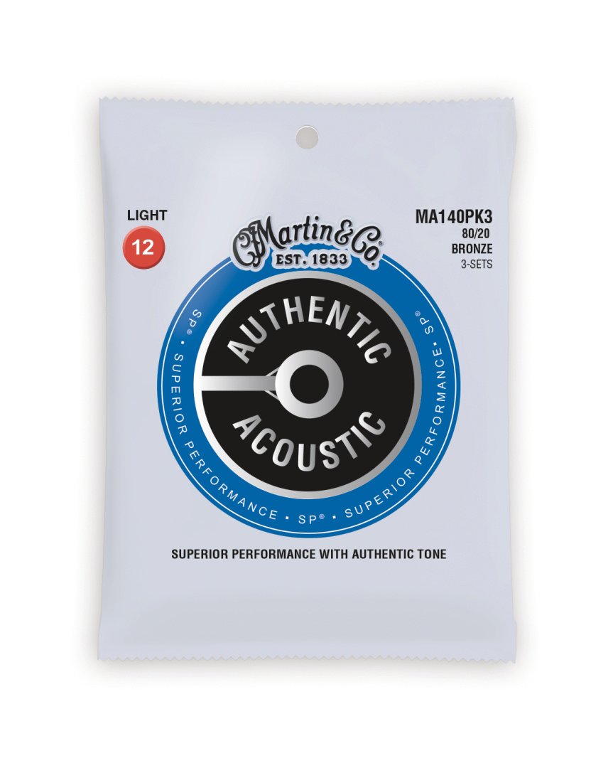 Martin MA140 Authentic Acoustic SP 80/20 Bronze Light Guitar Strings.