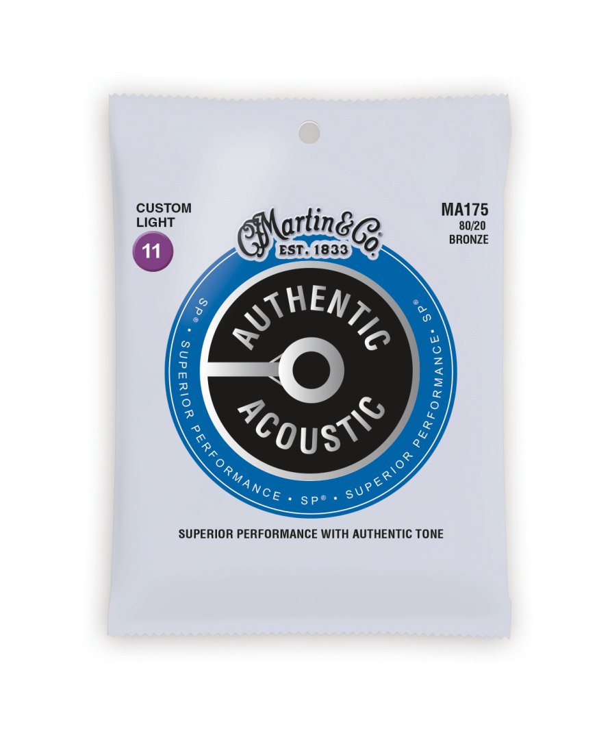 Martin MA175 Authentic Acoustic SP 80/20 Custom Light Guitar Strings.