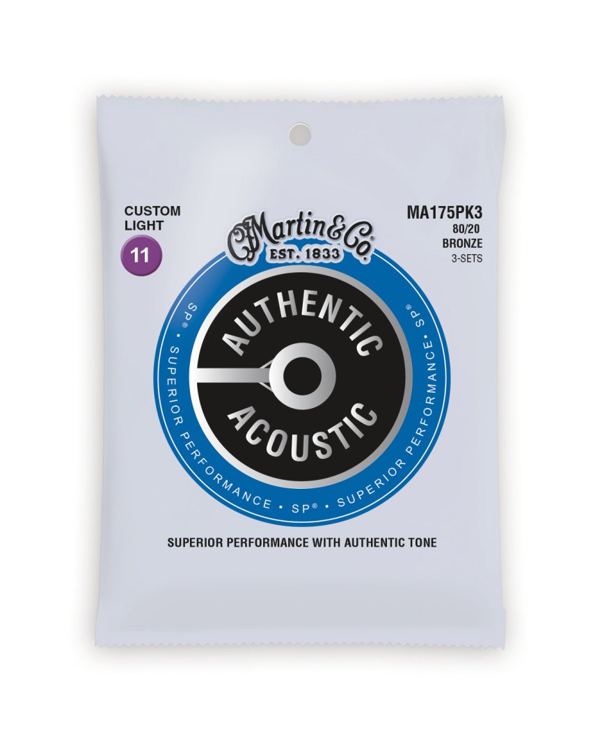 Martin MA175 Authentic Acoustic SP 80/20 Custom Light Guitar Strings.