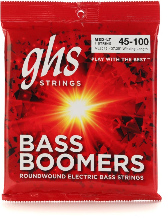 GHS ML3045 Bass Boomers Roundwound Electric Bass Guitar Strings - .045