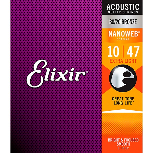 Elixir 80/20 Bronze Acoustic Guitar Strings With NANOWEB Coating, Extr