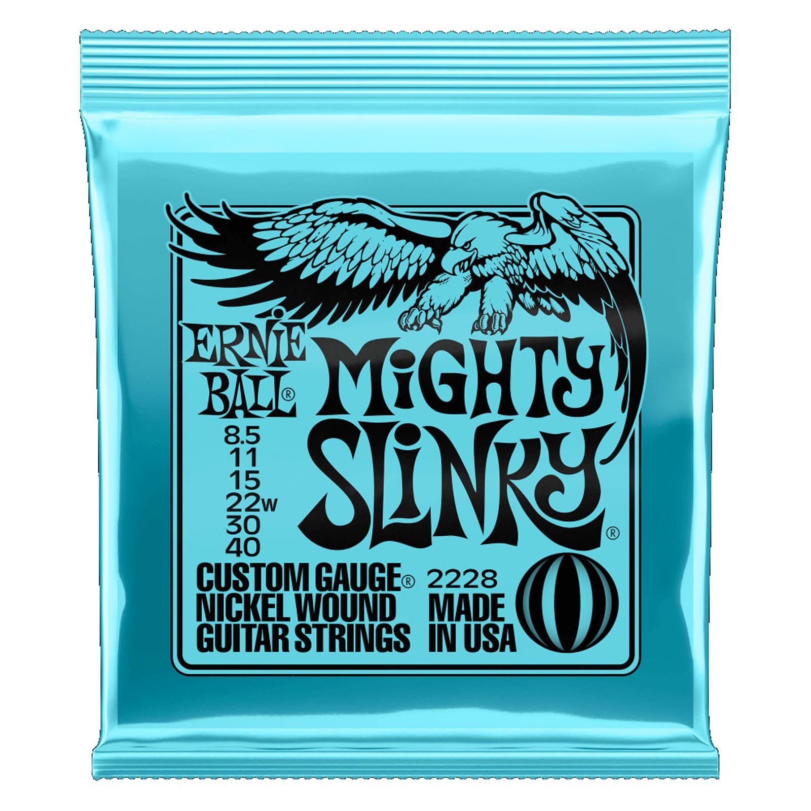 Ernie Ball Ernie Ball 2228 Mighty Slinky Nickel Wound Electric Guitar Strings 8.5-40 (6 PACK BUNDLE)