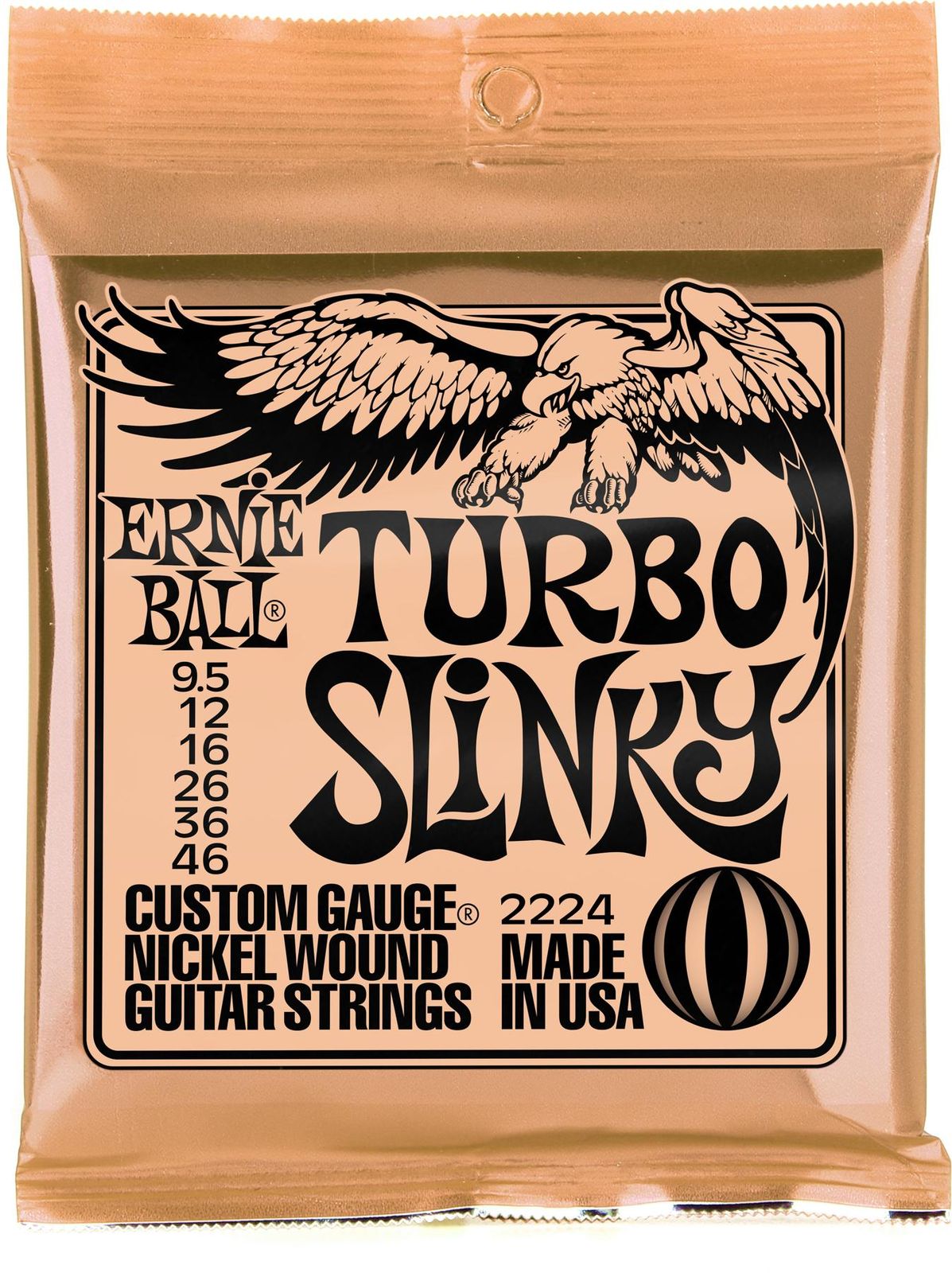 Ernie Ball Ernie Ball 2224 Turbo Slinky Nickel Wound Electric Guitar Strings 9.5-46 (6 PACK BUNDLE)
