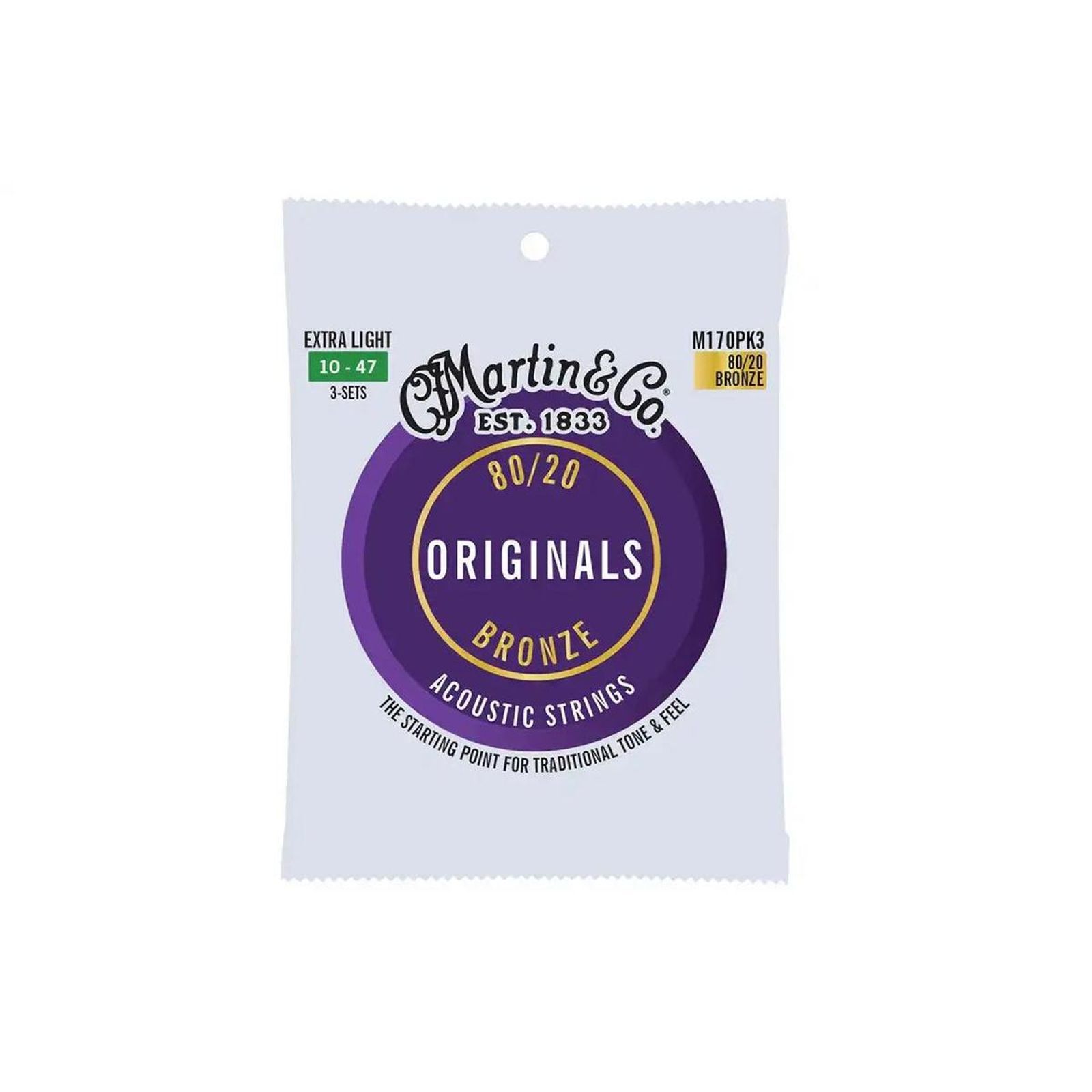 Martin Martin M170 80/20 Bronze Extra Light Acoustic Strings (10-47) - 6 PACK
