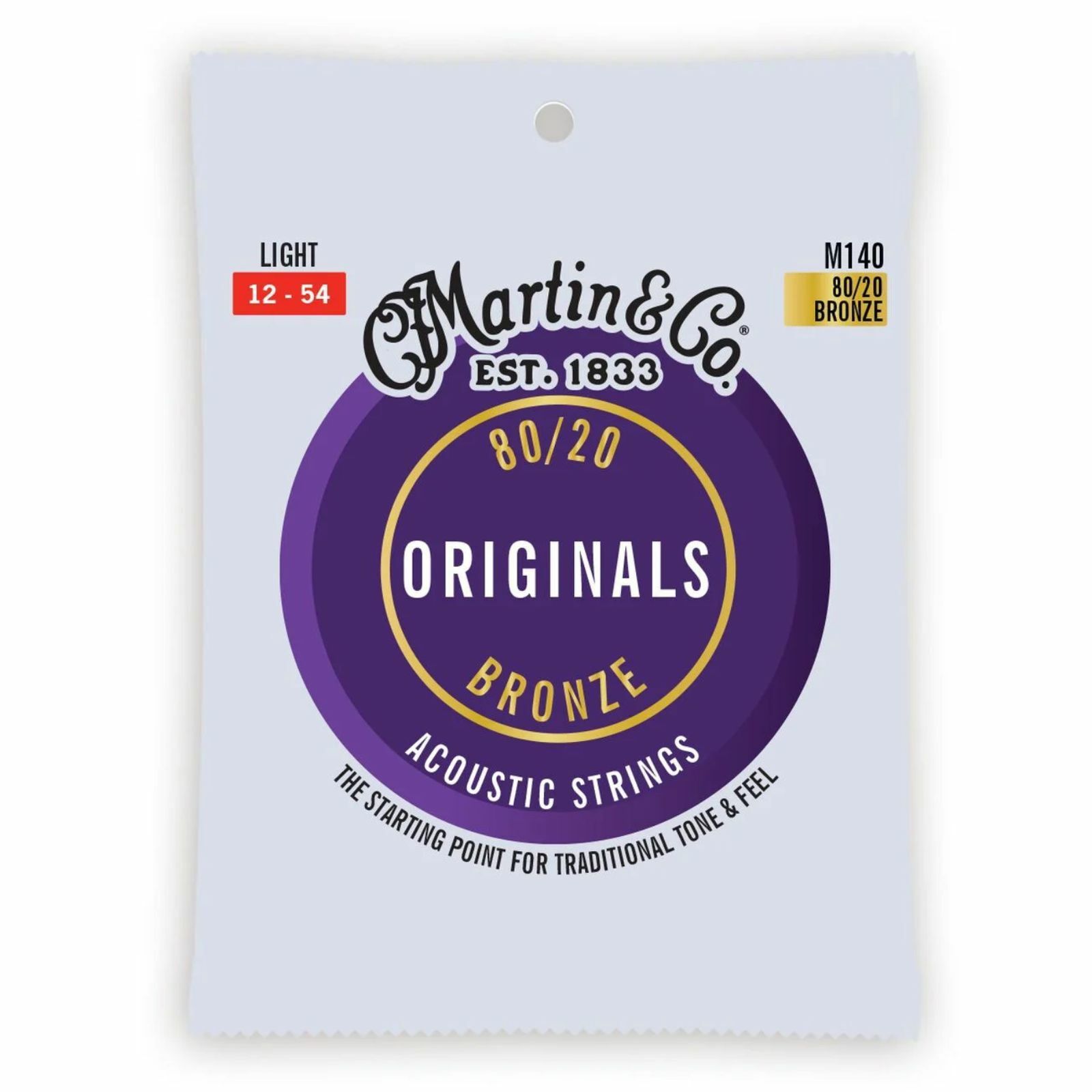 Martin Martin M140 Originals 80/20 Bronze Acoustic Guitar Strings - Light (12 - 54) - 3 PACK