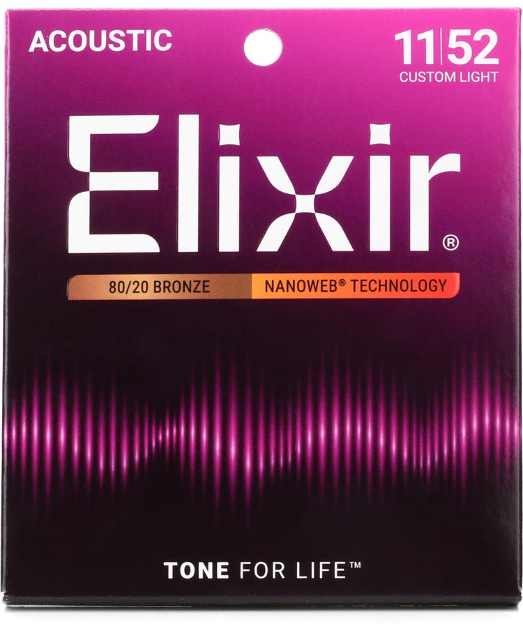Elixir 11027 Nanoweb 80/20 Bronze Acoustic Guitar Strings