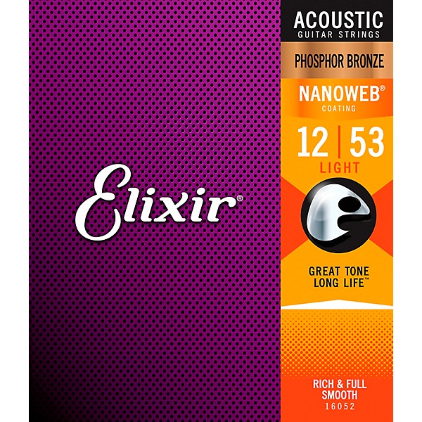 Elixir Phosphor Bronze Acoustic Guitar Strings With NANOWEB Coating, L