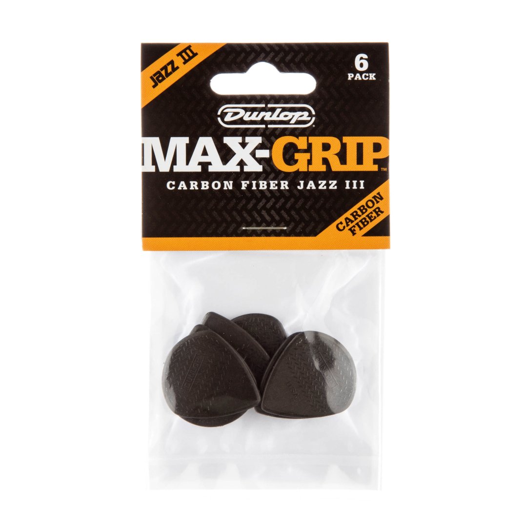 Dunlop 471P3C Maz Grip Jazz III Carbon Fiber Guitar Pick 1.38mm (6 Pac