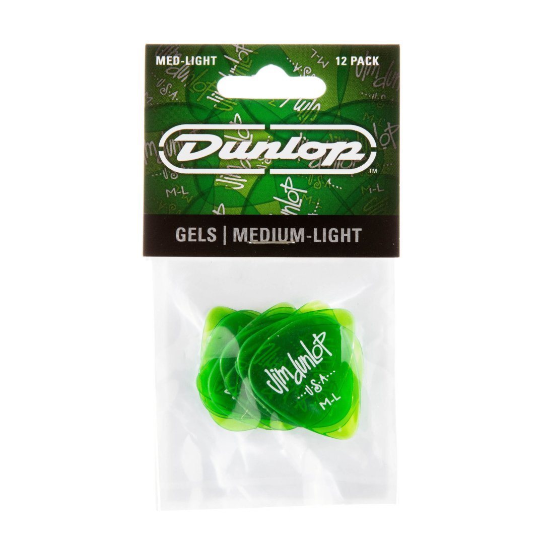 Dunlop 486PML Gels Guitar Pick. Medium-Light Green (12 Pack)