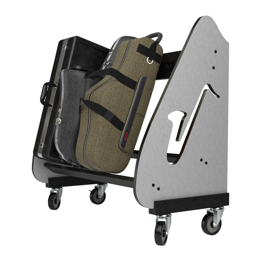 A&S The Band Room® Mobile Saxophone Case Storage Rack for Music Teachers