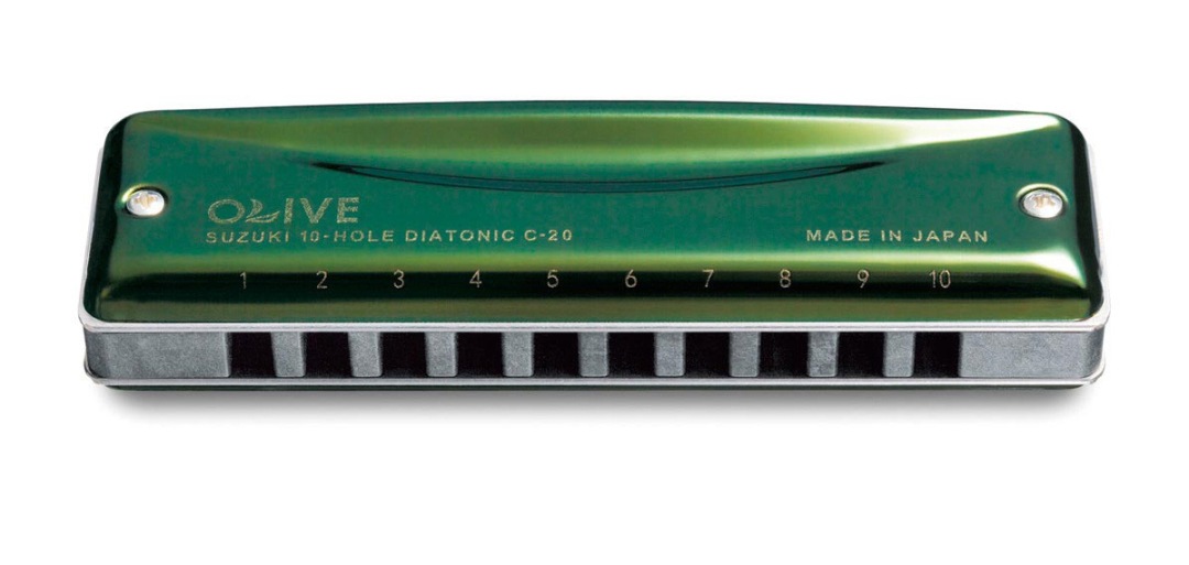 Suzuki C-20-A Olive Harmonica. Key of A