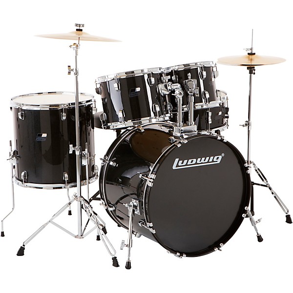 Ludwig Ludwig BackBeat Complete 5-Piece Drum Set With Hardware and Cymbals - Black Sparkle