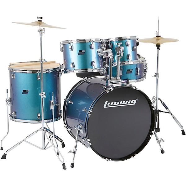 Ludwig Ludwig BackBeat Complete 5-Piece Drum Set With Hardware and Cymbals - Pacific Mist