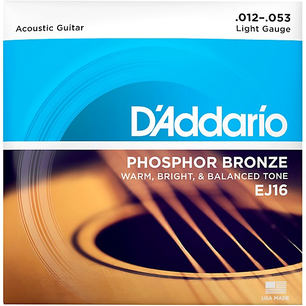D'Addario EJ16 Phosphor Bronze Light Acoustic Guitar Strings Single Pa