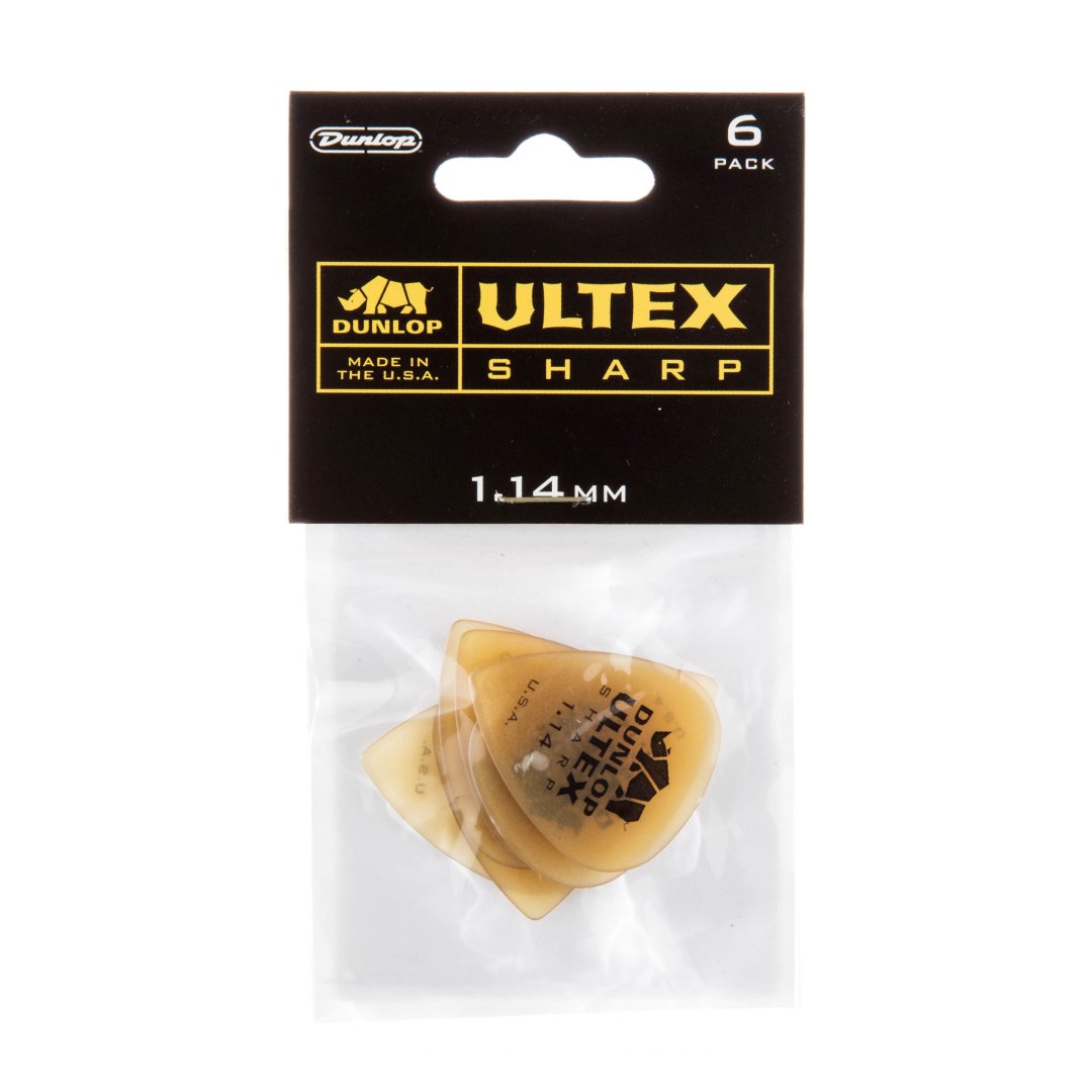 Dunlop 433P114 Ultex Sharp Guitar Pick 1.14mm (6 Pack)