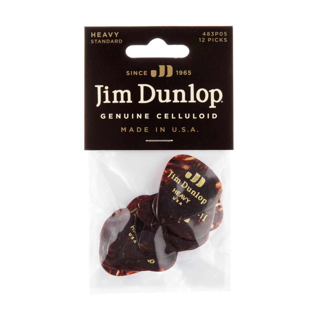 Dunlop 483P05HV Celluloid Guitar Pick. Heavy Gauge Shell (12 Pack)