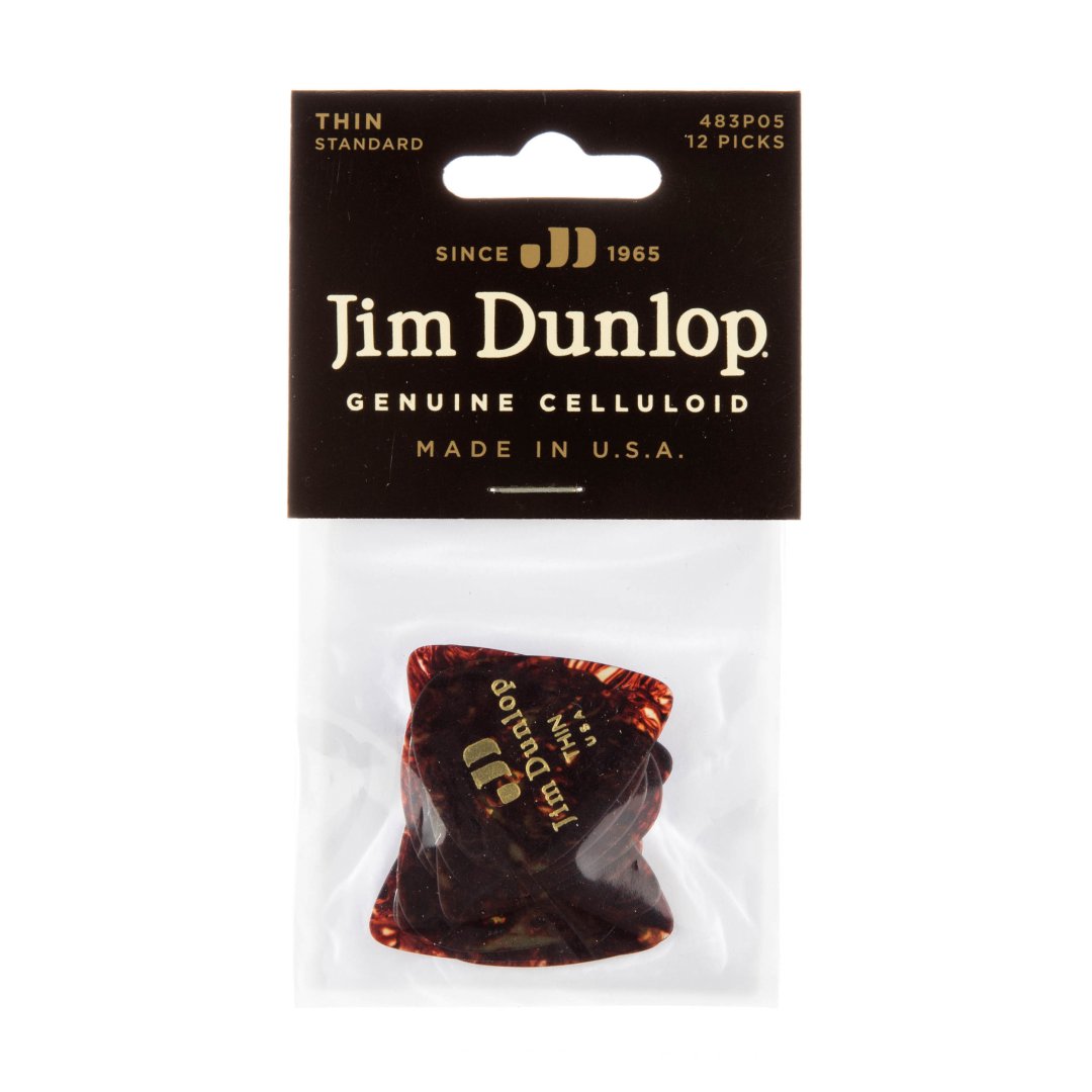 Dunlop 483P05TH Celluloid Guitar Pick. Thin Gauge Shell (12 Pack)