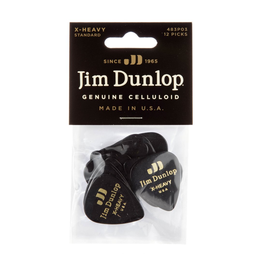 Dunlop 483P05XH Celluloid Guitar Pick. Extra Heavy Gauge Shell (12 Pac