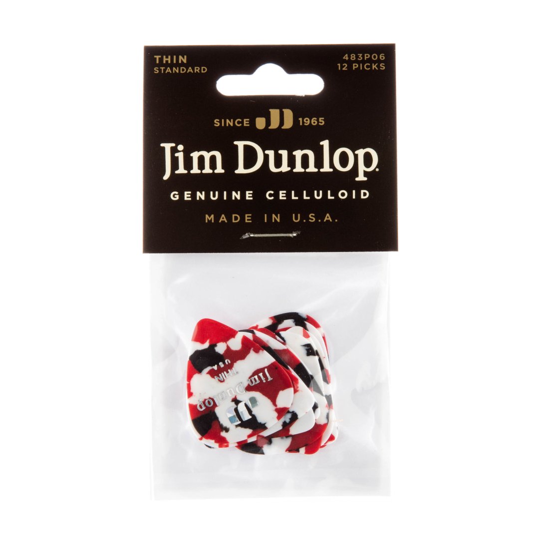 Dunlop 483P06TH Celluloid Guitar Pick. Medium Gauge Confetti (12 Pack)