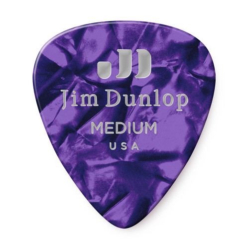 Dunlop 483P13MD Celluloid Guitar Pick Purple Pearloid Medium (12 Pack)