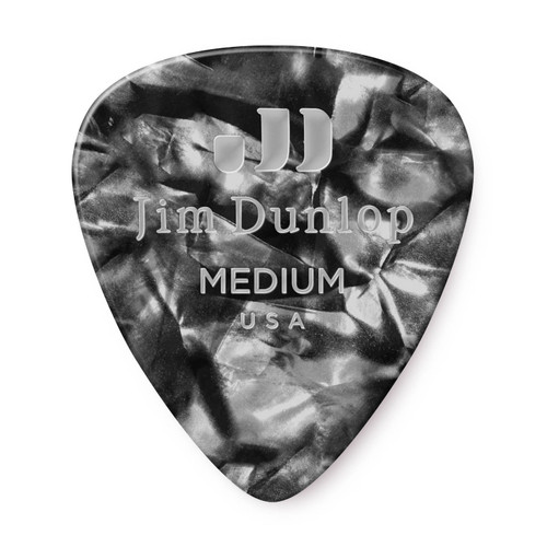 Dunlop 483R02MD Celluloid Guitar Pick. Medium Black Pearloid (72 Pack)