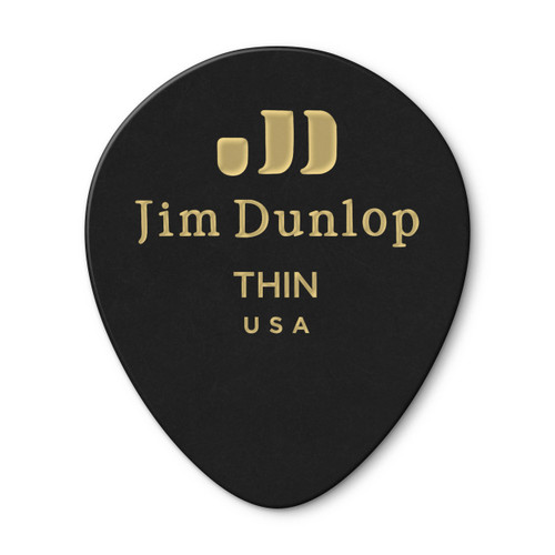 Dunlop 485P05TH Celluloid Teardrop Guitar Pick. Thin Black (12 Pack)