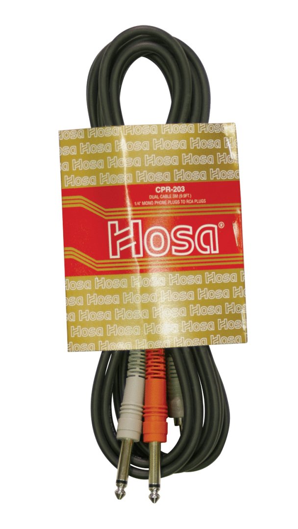 Hosa CPR-203 Stereo Interconnect Dual 1/4" TS to Dual RCA. 3m