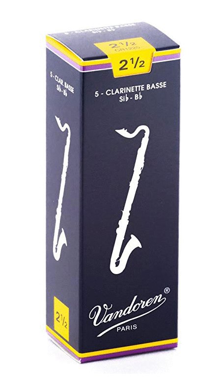 Vandoren CR1225 Bass Clarinet Traditional Reeds Strength #2.5. (Box of