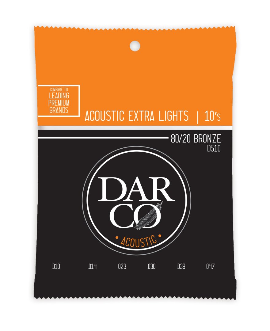 Martin D510 Darco Acoustic 80/20 Bronze Extra Light Guitar Strings. 10