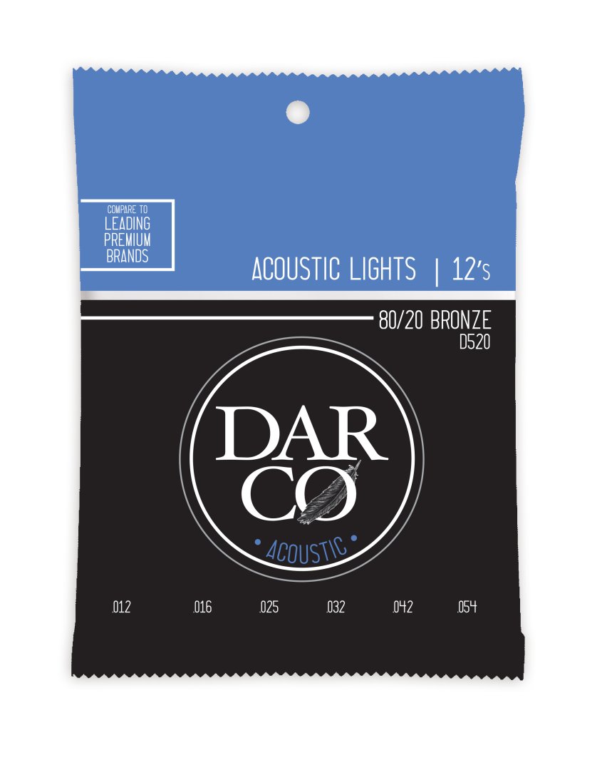 Martin D520 Darco Acoustic 80/20 Bronze Light Guitar Strings. 12-54