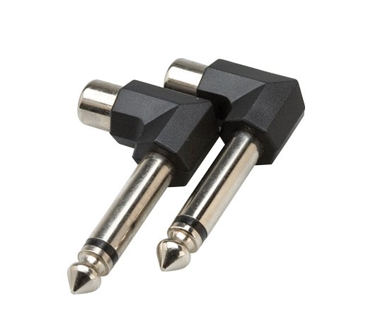 Hosa GPR-123 Right-Angle Adaptors RCA to 1/4" TS. (2 Pack)