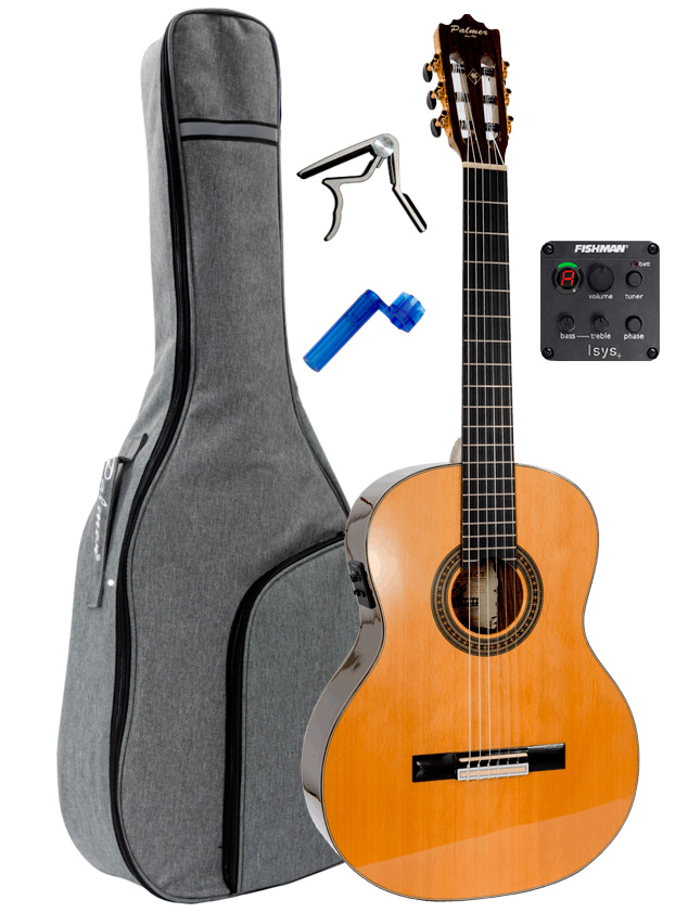 Palmer LOURDES Solid Cedar Top Classical Guitar, Fishman Isys 301+ Pr