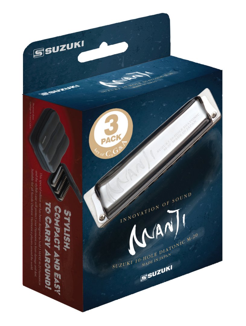 Suzuki M-20-MP 3 Piece Manji Harmonica Set With Case