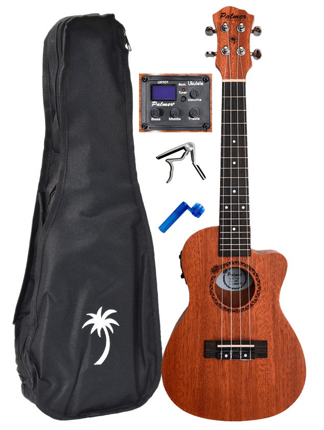 Palmer MAUI CE Concert Ukulele + Value Pack: Capo, String Winder and G