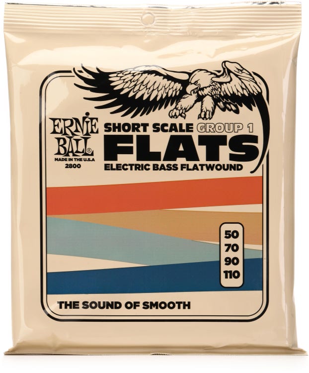 Ernie Ball 2800 Flatwound Short-scale Electric Bass Guitar Strings, .0