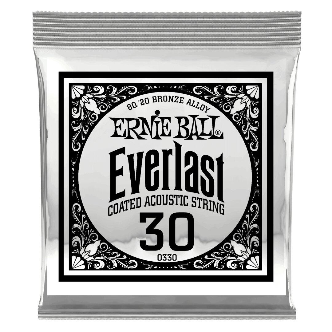Ernie Ball .030 Everlast Coated 80/20 Bronze Acoustic Guitar Strings 6 Pack