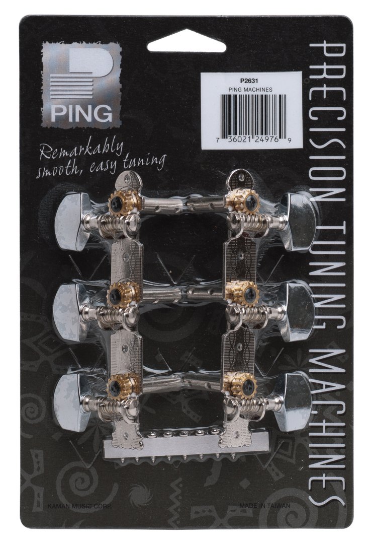 Ping P2631 Chrome Button Plate Machine Heads. 3-In-Line (2 Set)