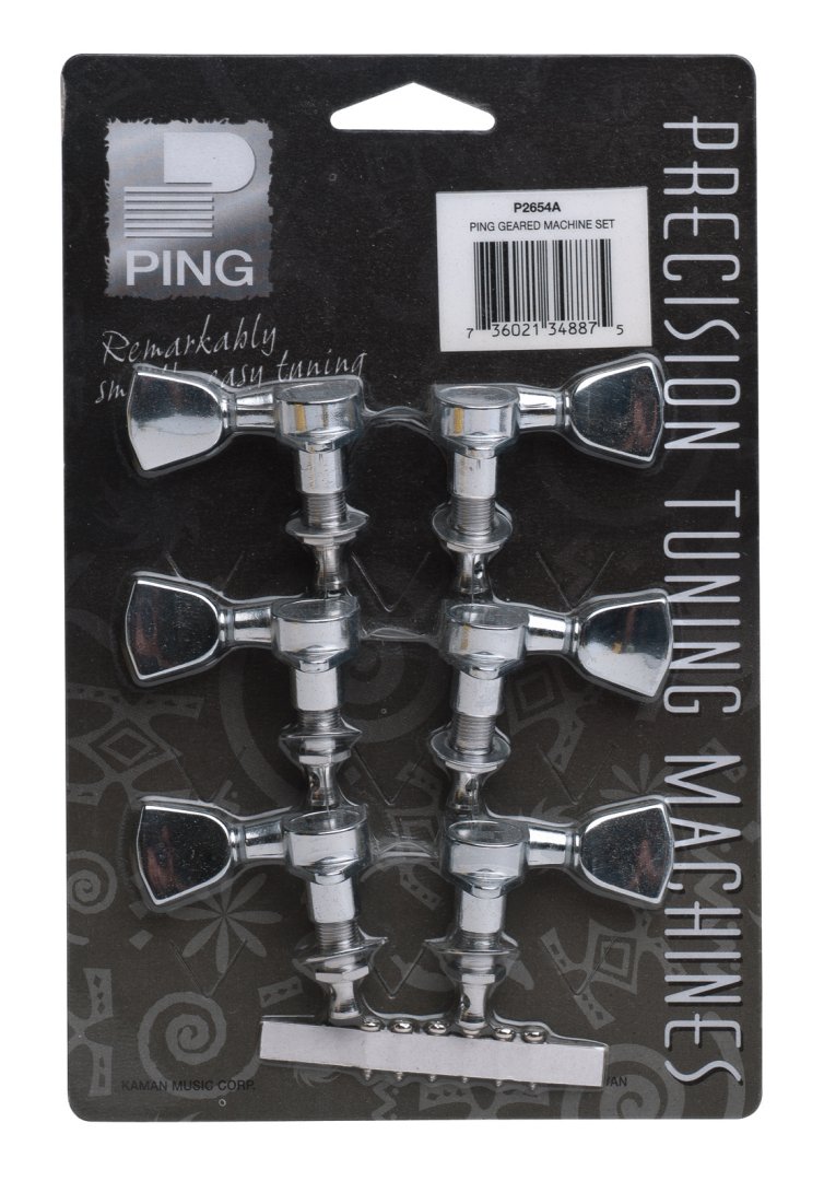 Ping P2654A Venitian Button Machine Heads. 3 Bass 3 Treble Gold