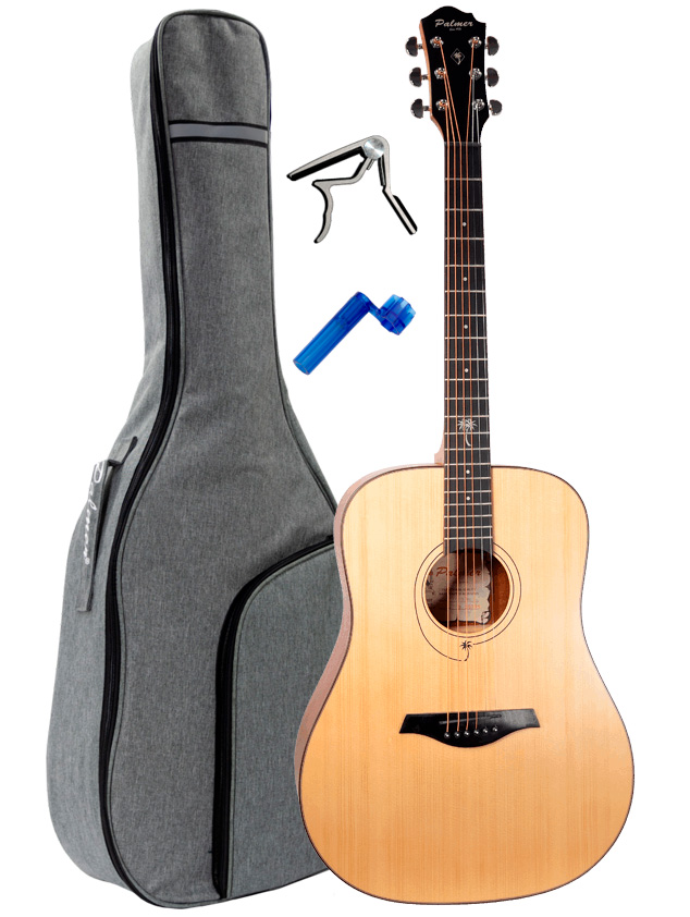 Palmer Dreadnought Spruce Top + Value Pack: Capo, String Winder and Gi