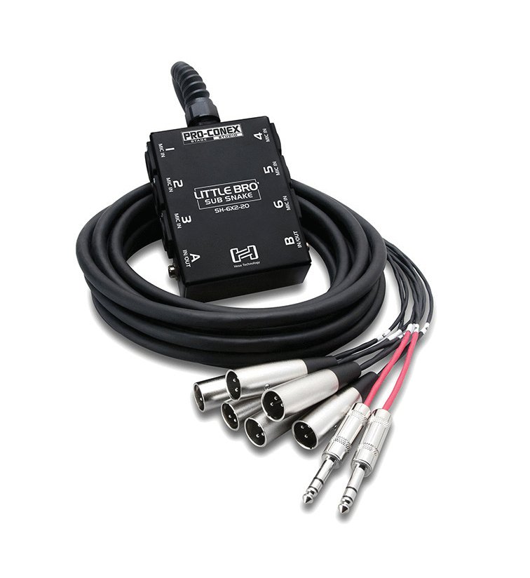 Hosa SH-6X2-20 Little Bro' Sub Snake 6 XLR Sens 2 1/4" TRS Returns. 20