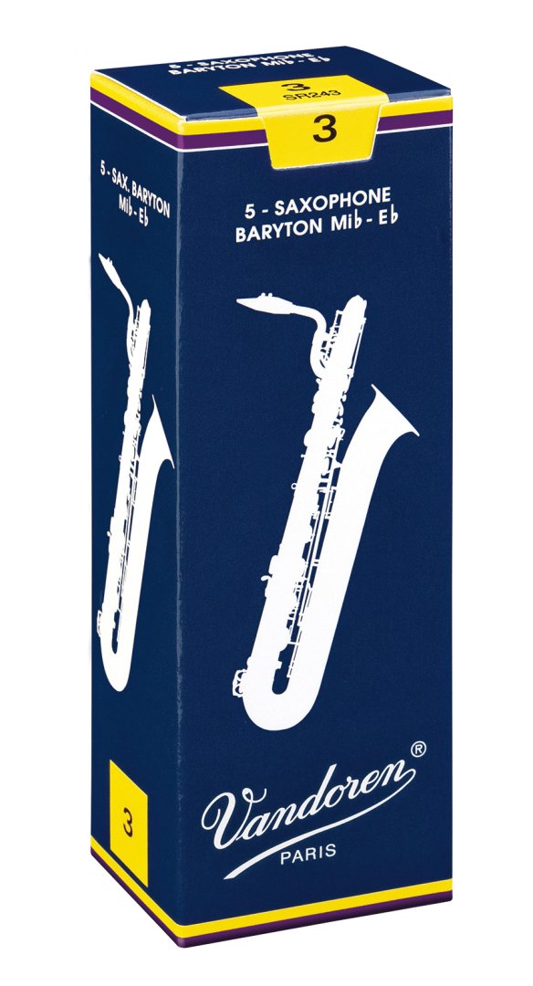 Vandoren SR243 Baritone Saxophone Traditional Reeds Strength #3. (Box