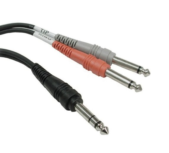 Hosa STP-201 Insert Cable 1/4" TRS to Dual 1/4" TS. 1m