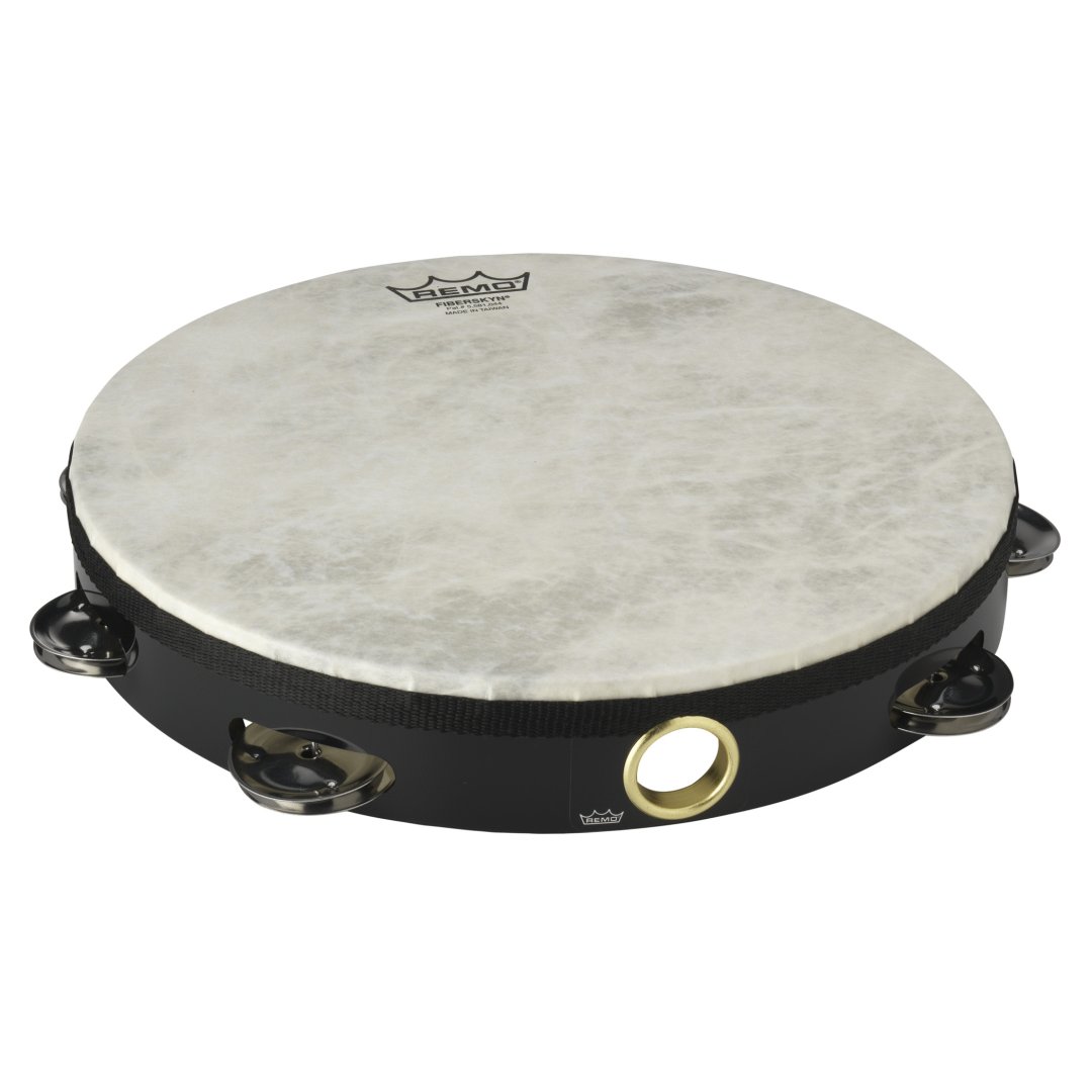 Remo TA-5110-70 Fiberskyn Tambourine Quadura Black. 10"