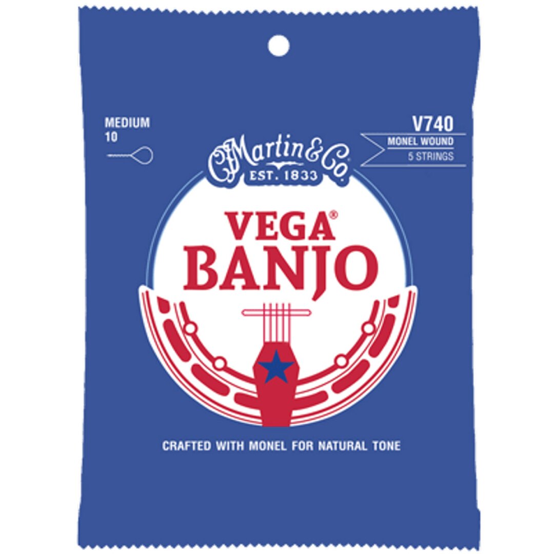 Martin V740 Vega Medium (Monel) (5 String) Banjo Strings. 10-23