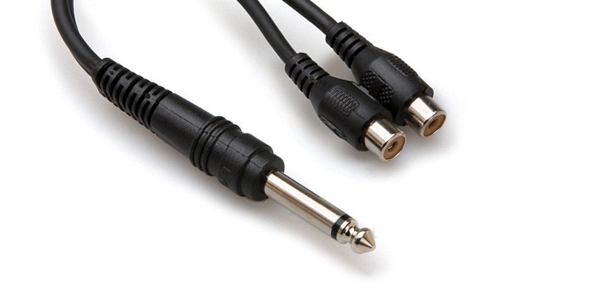 Hosa YPR-103 Y Cable 1/4" TS to Dual RCAF